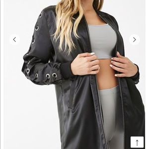 Satin lattice bomber jacket